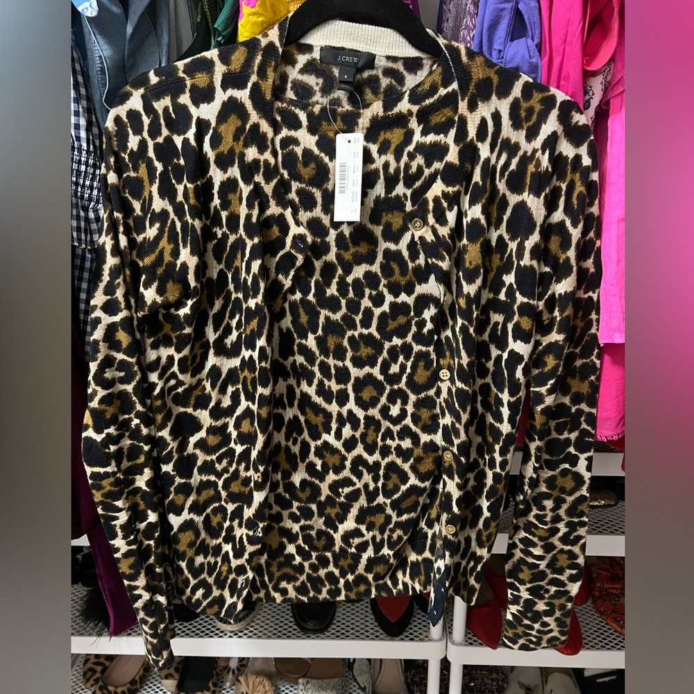 Nwt beautiful J Crew leopard cardigan and shell  set